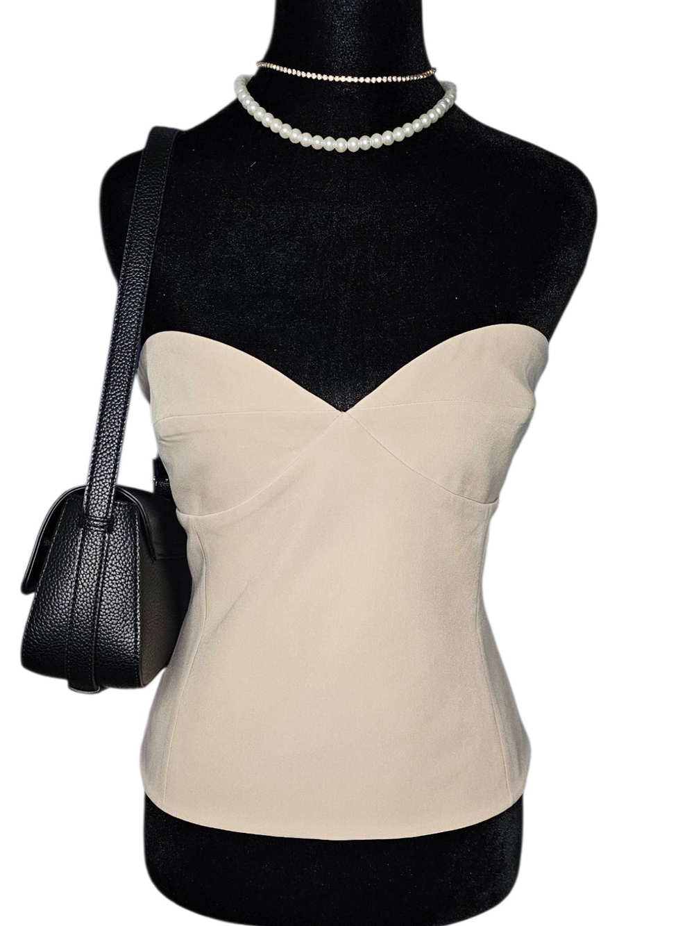 SOPHIE RUE NWT Cream Beige Strapless Corset Top Bustier Sz L